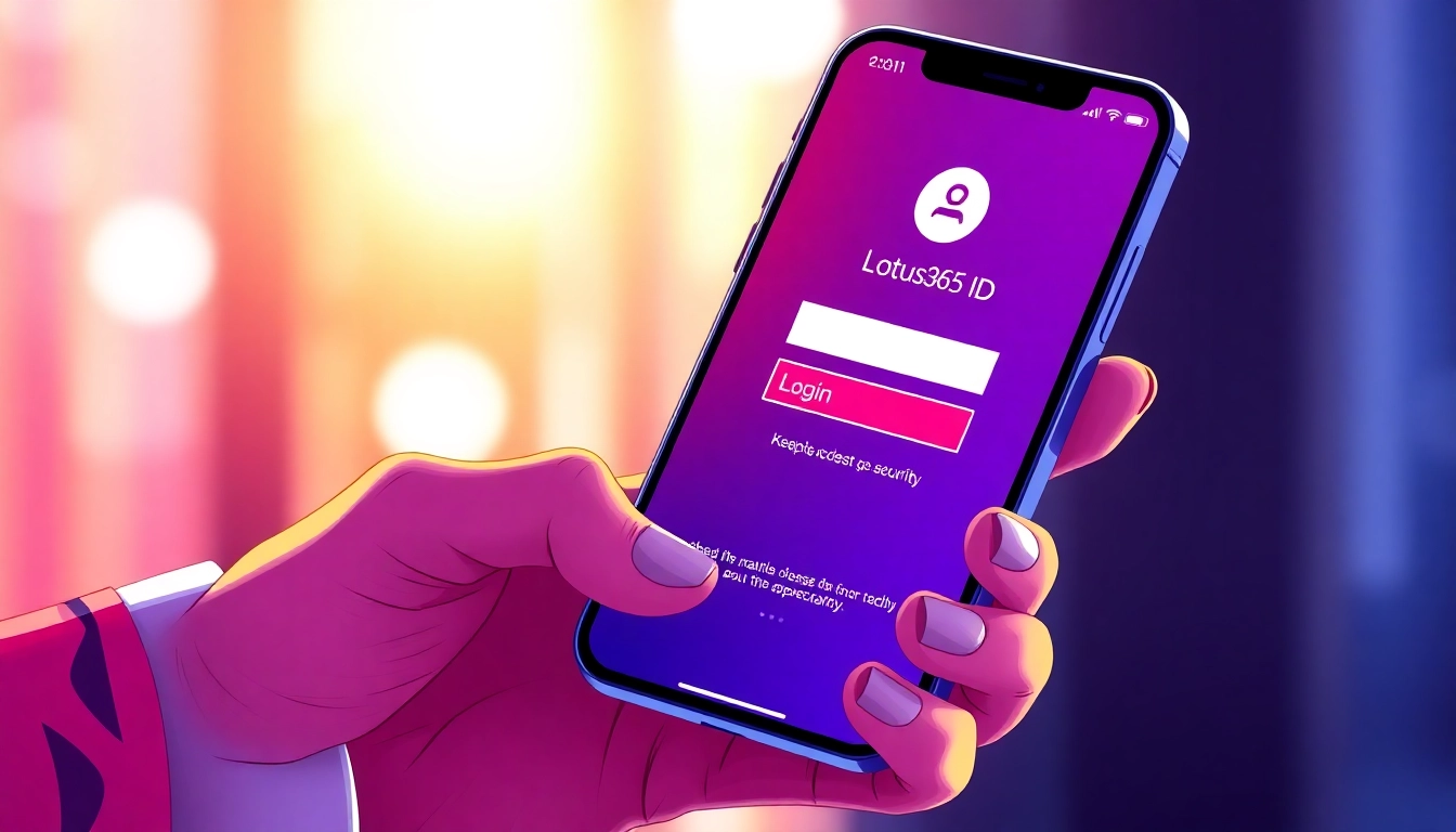Secure Lotus365 ID login screen on smartphone with modern interface, emphasizing safe online betting access and user convenience.