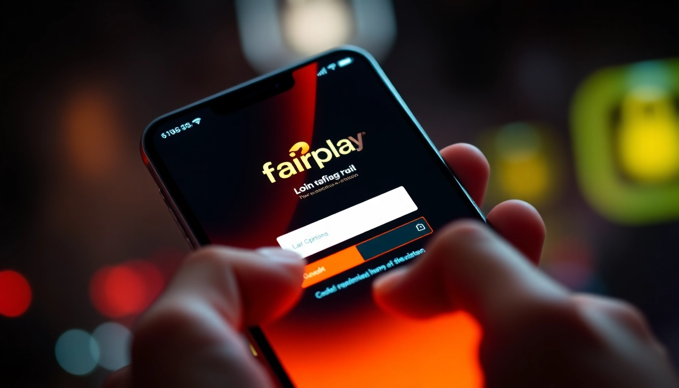 Fairplay login screen on mobile device, user securely signing into India's top sports betting platform with modern orange and black theme, emphasizing security and convenience.