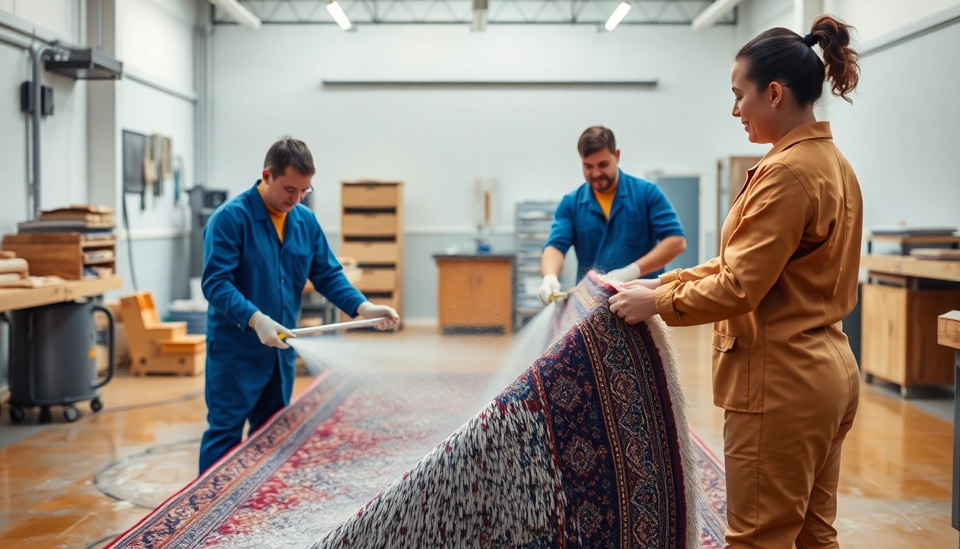 Professional team performing Lavaggio tappeto Milano with advanced equipment for deep cleaning