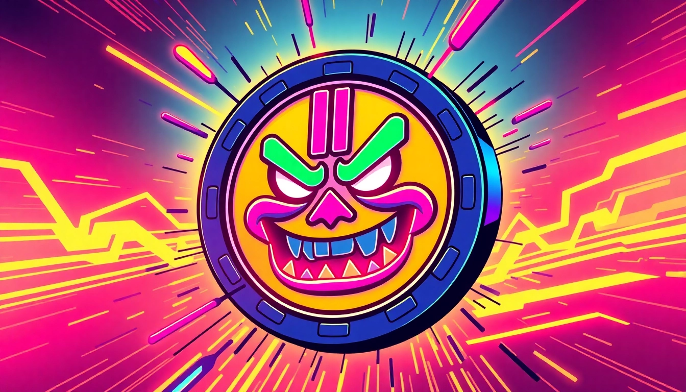 Powerful Meme Coin Defiance in action with bold symbols showing resistance and community