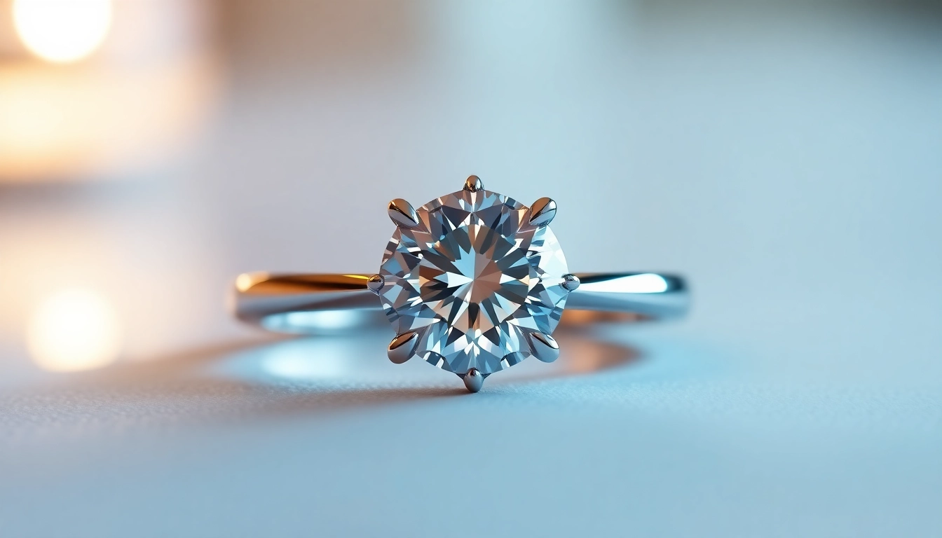 A woman wearing a 1 carat diamond engagement ring with a sparkling solitaire setting,