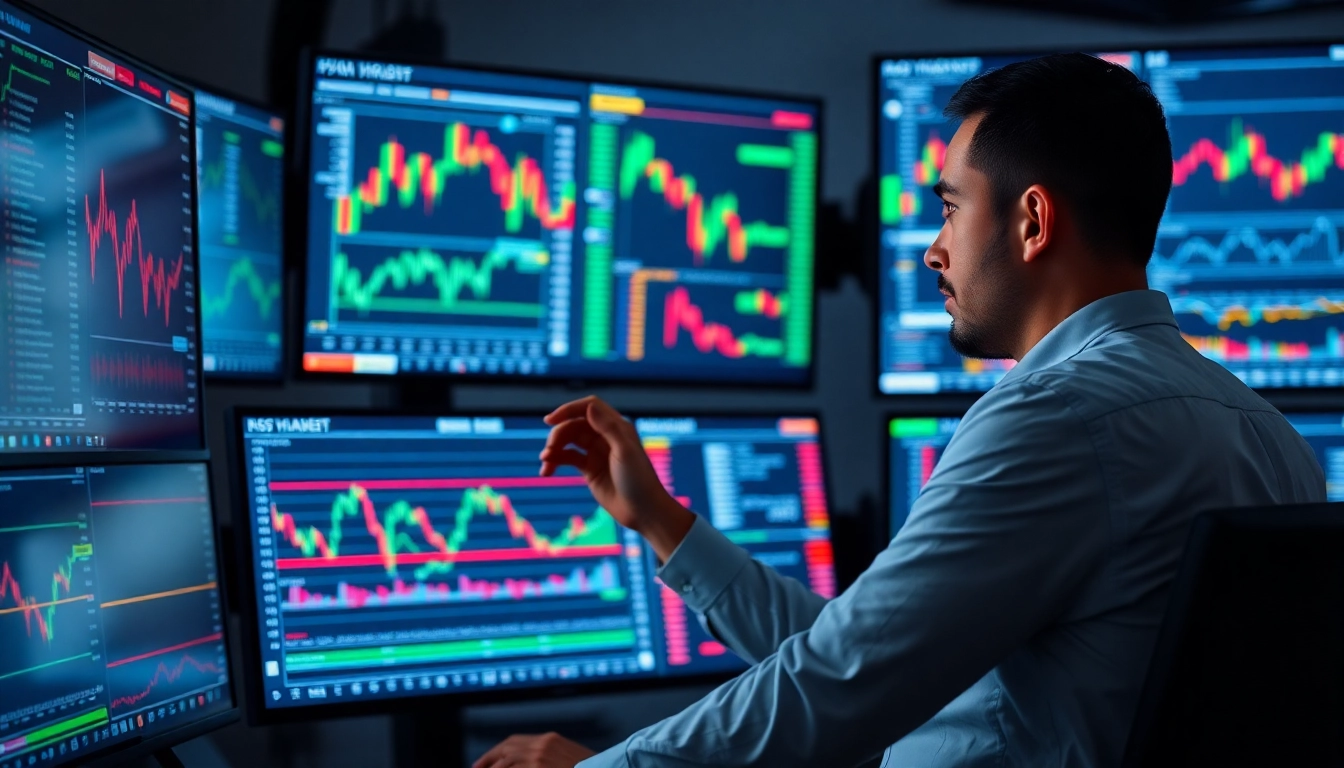 Trading view chart analysis performed by a professional trader in a modern workspace